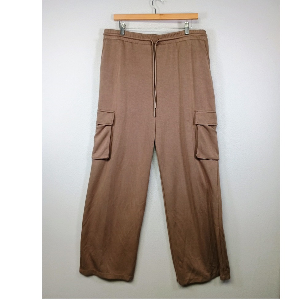 Gorpcore Utility Scoop‎ Womens XL Taupe Brown Wide Leg Drawstring Cargo Pants